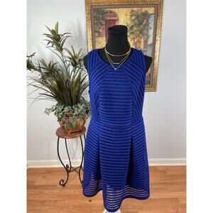 Mossimo Fit & Flare Dress Womens XL Royal Blue Mesh Cocktail Modern Vibrant Boho